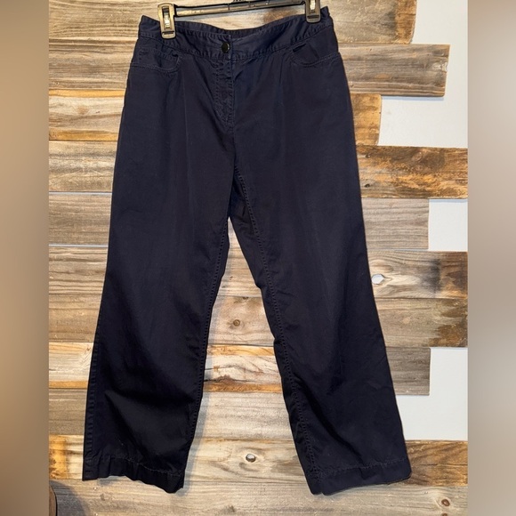 Eileen Fisher Pants - Eileen Fisher Womens Roll Tab Hem Chino Pants Size MP Cotton Blend Navy